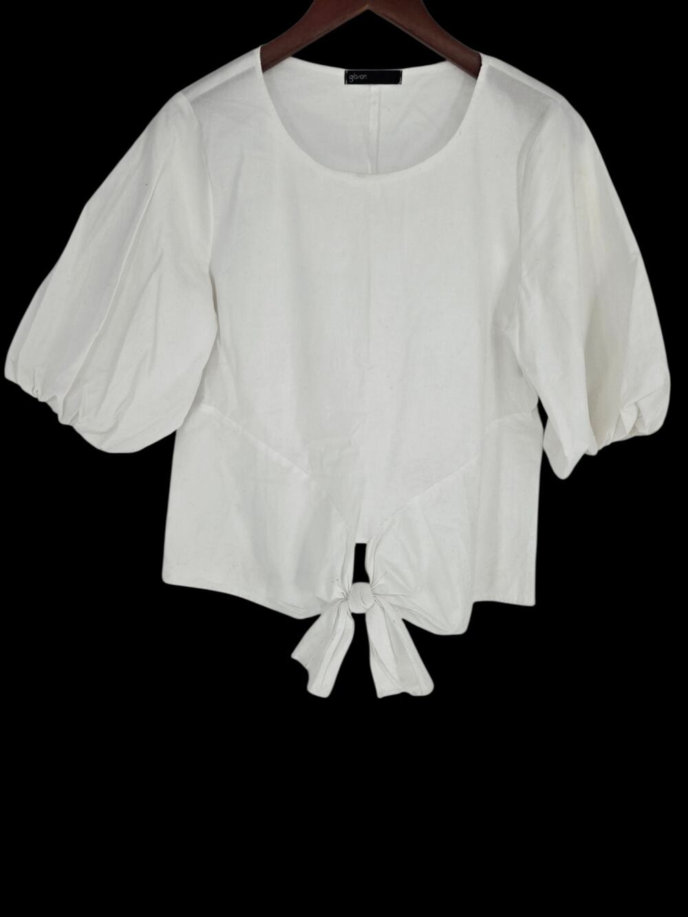 Gibson White Tie Front Modern Professional Cotton Blouse Women's M